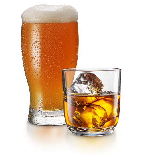 beer and whiskey in a glass