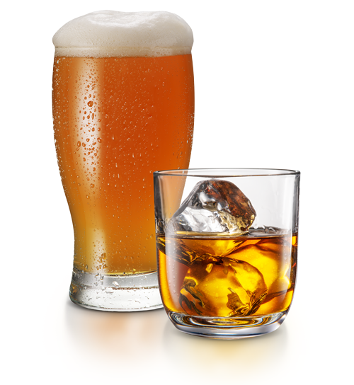 beer and whiskey in a glass